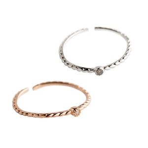 Twist Ring 18K White Gold Plated And Pink Gold Plated over 925 Sterling Silver